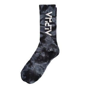Men’s Tie‑Dye Crew Socks - Cotton Blend, Mid‑Calf, Black